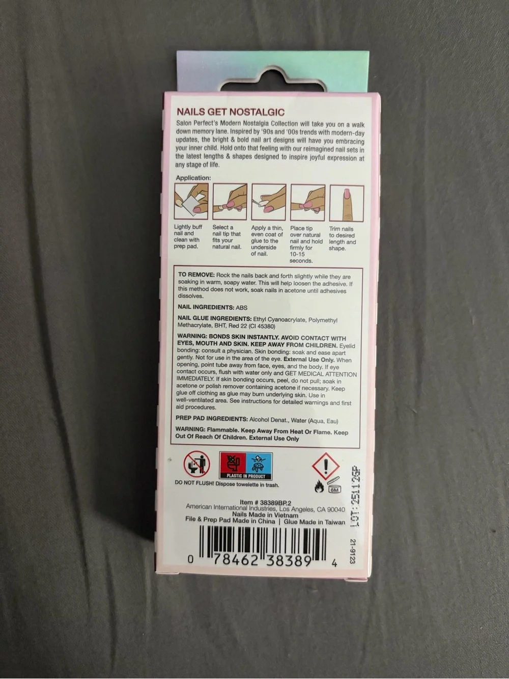 Salon Perfect Modern Nostalgia Almond Medium Red & Cream Press-On Nails